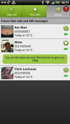 BOOM! Fake call and SMS Lite android App screenshot 1