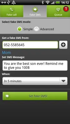 BOOM! Fake call and SMS Lite android App screenshot 2